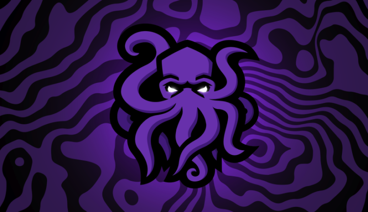 EXENin uusi logo aaltoilevalla taustalla. Värinä violetti ja musta